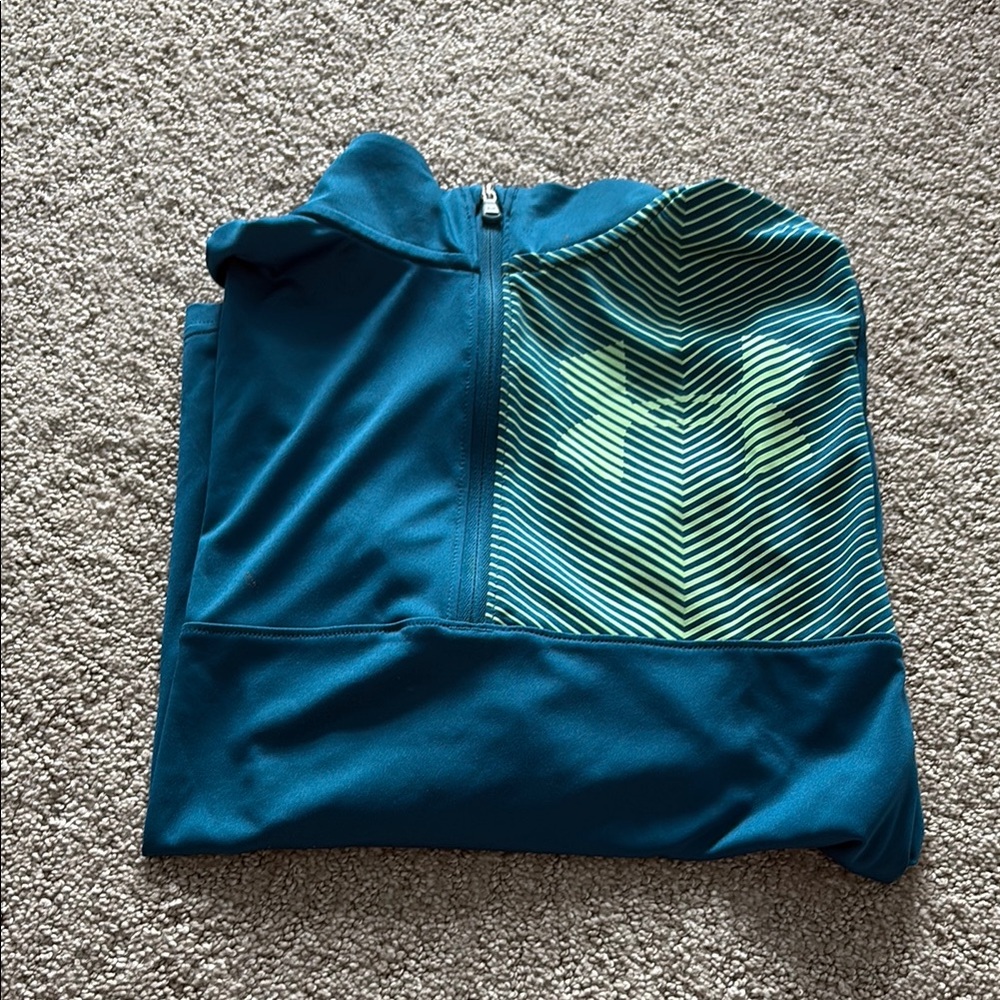 Under Armour Teal and Lime Quarter-Zip Pullover